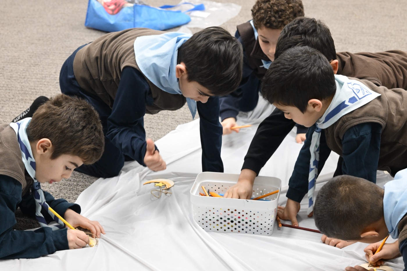 Cubs working on a craft project